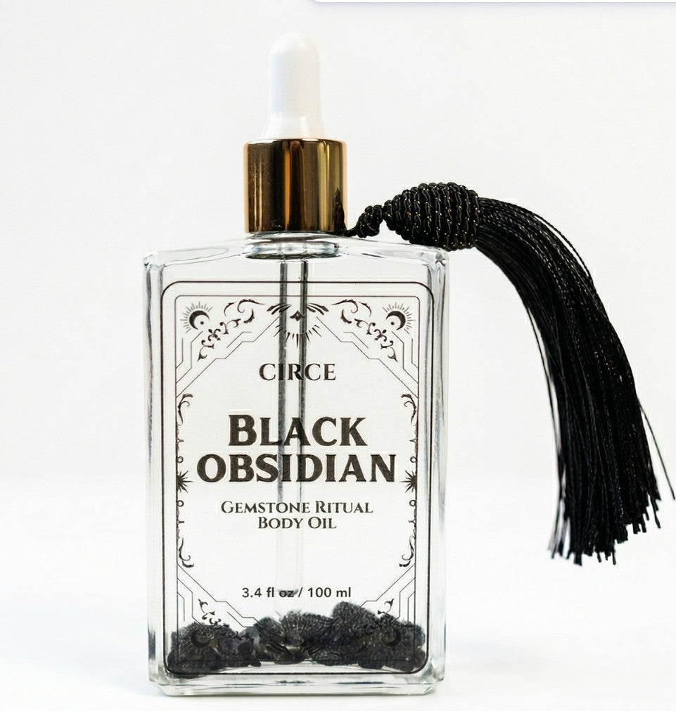 Black Obsidian Shimmer Body Oil – Amber & Vanilla