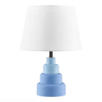 Small Bedside Table Lamp with White Fabric Shade – Blue