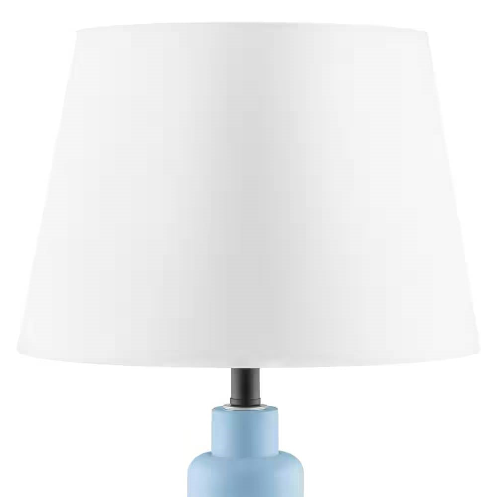 Small Bedside Table Lamp with White Fabric Shade – Blue