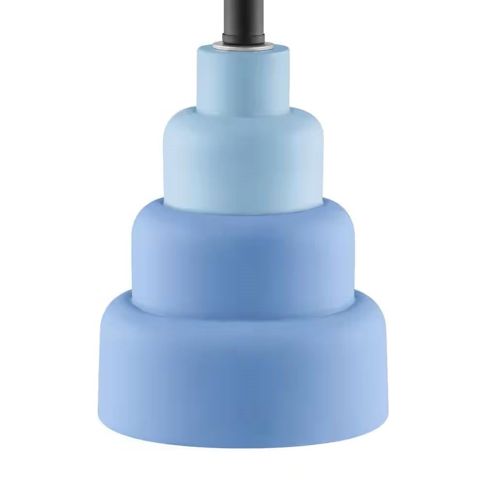 Small Bedside Table Lamp with White Fabric Shade – Blue
