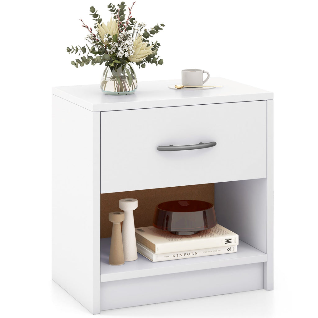 Bedside Nightstand with Drawer & Open Storage Shelf – Multiple Colors
