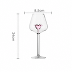Decorative Crystal Wine Glass Set – Pink Heart Design