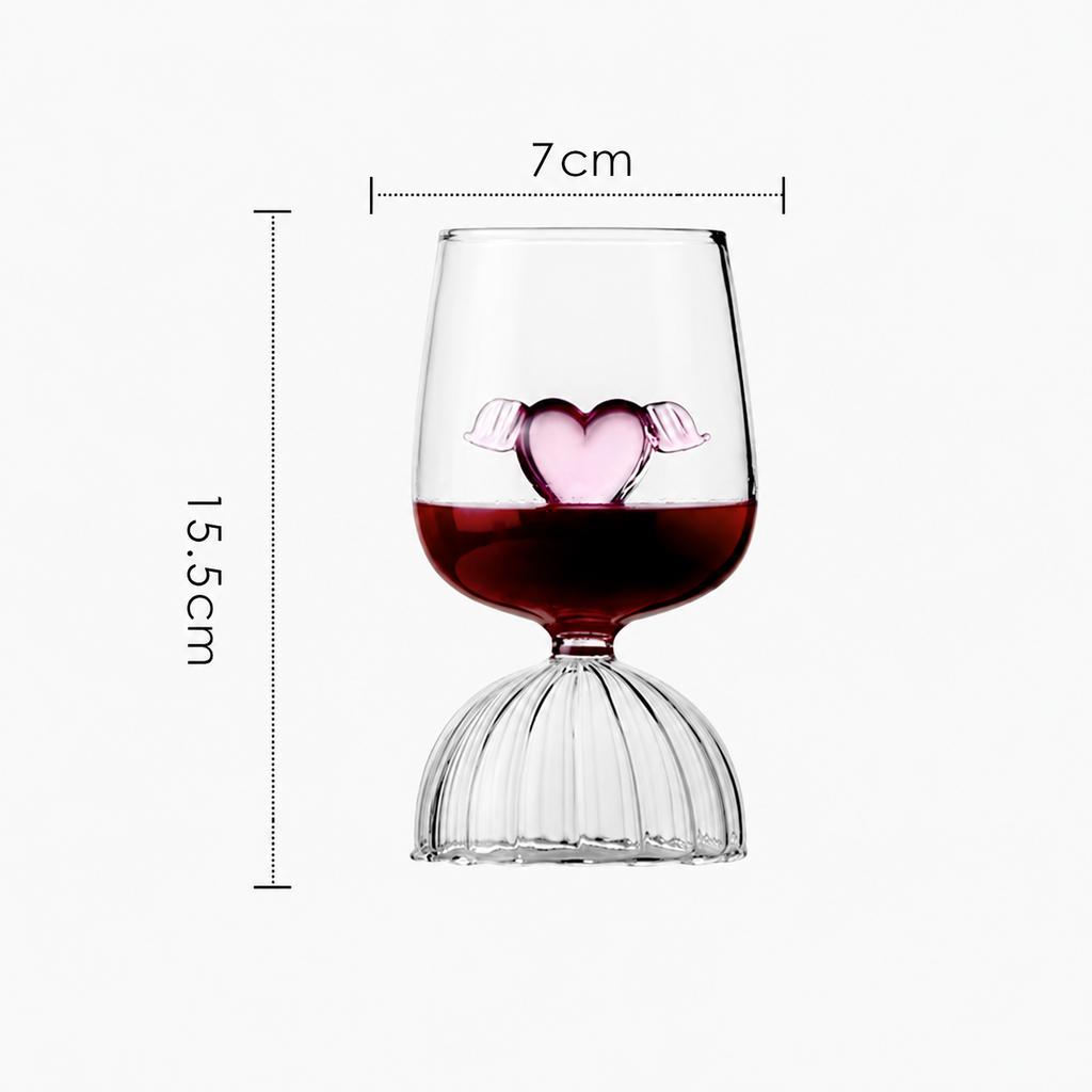 Decorative Crystal Wine Glass Set – Pink Heart Design