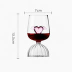 Decorative Crystal Wine Glass Set – Pink Heart Design