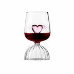 Decorative Crystal Wine Glass Set – Pink Heart Design