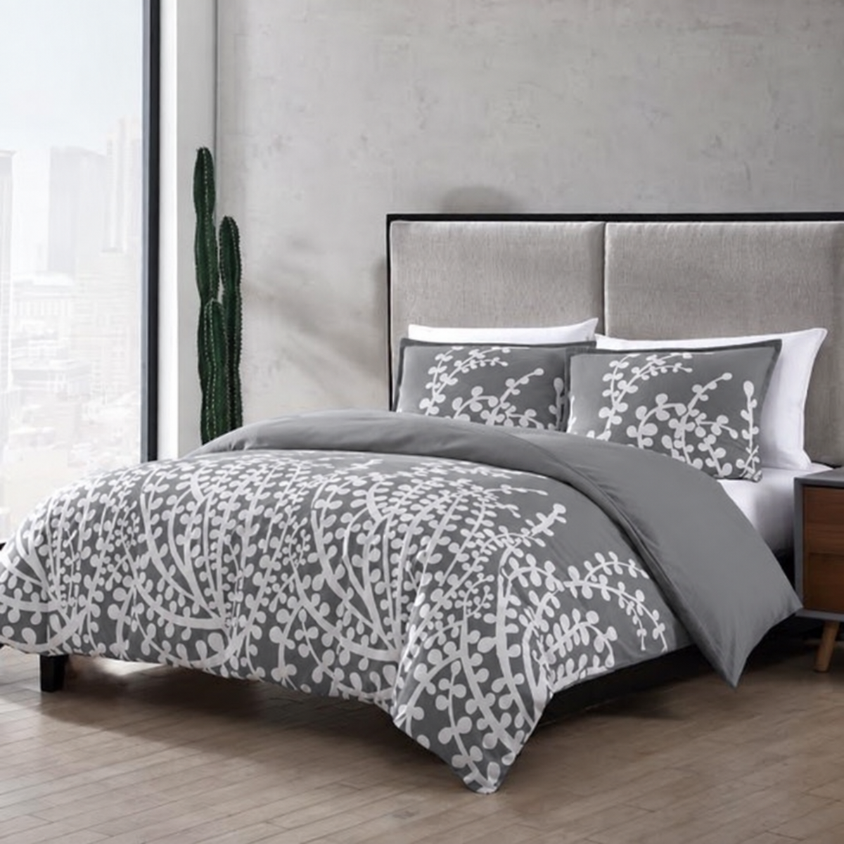 3-Piece Cotton Duvet Cover Set - One Size — Fits Full/Queen Beds