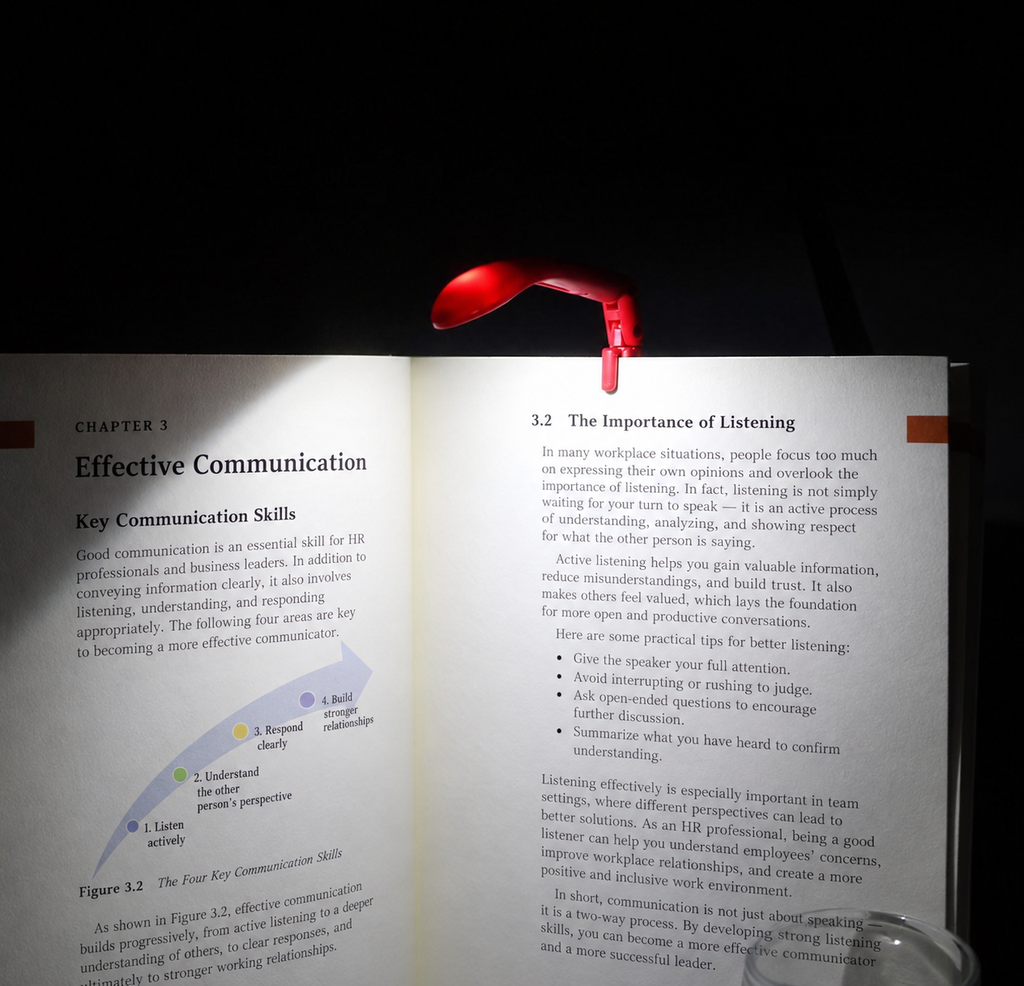 Rechargeable Folding Clip-On LED Book Light – Black, Blue or Red