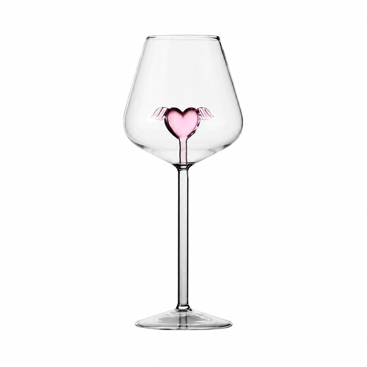Decorative Crystal Wine Glass Set – Pink Heart Design