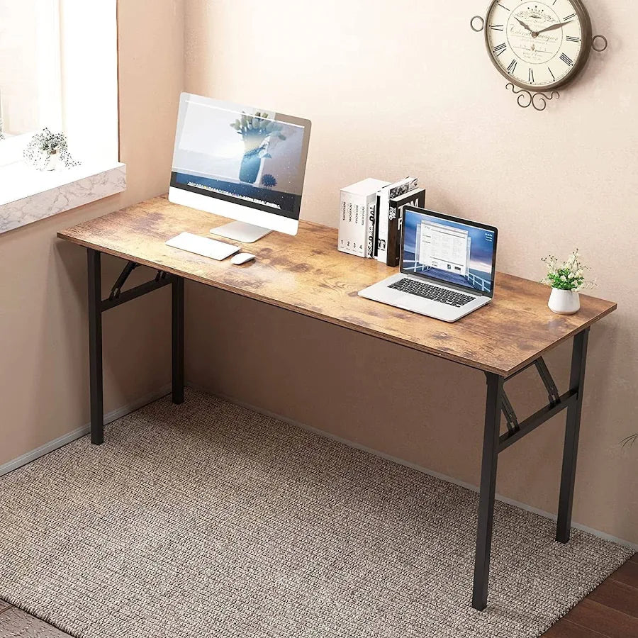 63" Foldable Computer Desk – Rustic Brown