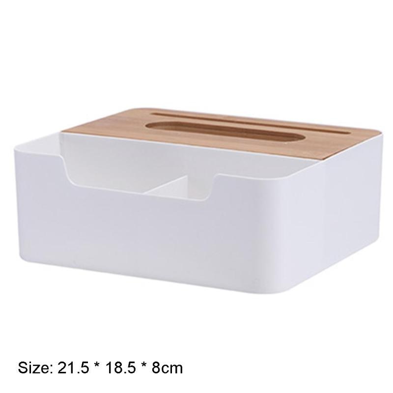 Multifunction Tissue Box Organizer with Bamboo Lid