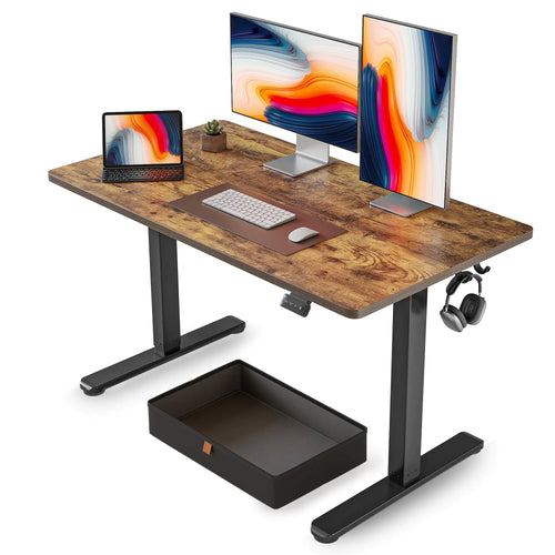 48 × 24 Electric Adjustable Standing Ergonomic Desk with Storage Drawer  – FEZIBO (Rustic Brown)
