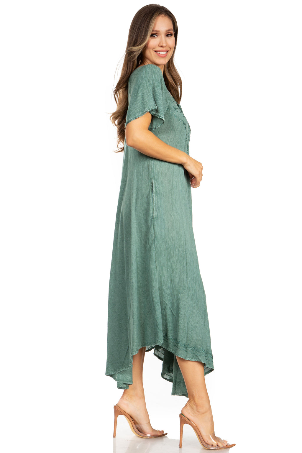 Women’s Embroidered Lace-Up Maxi Dress