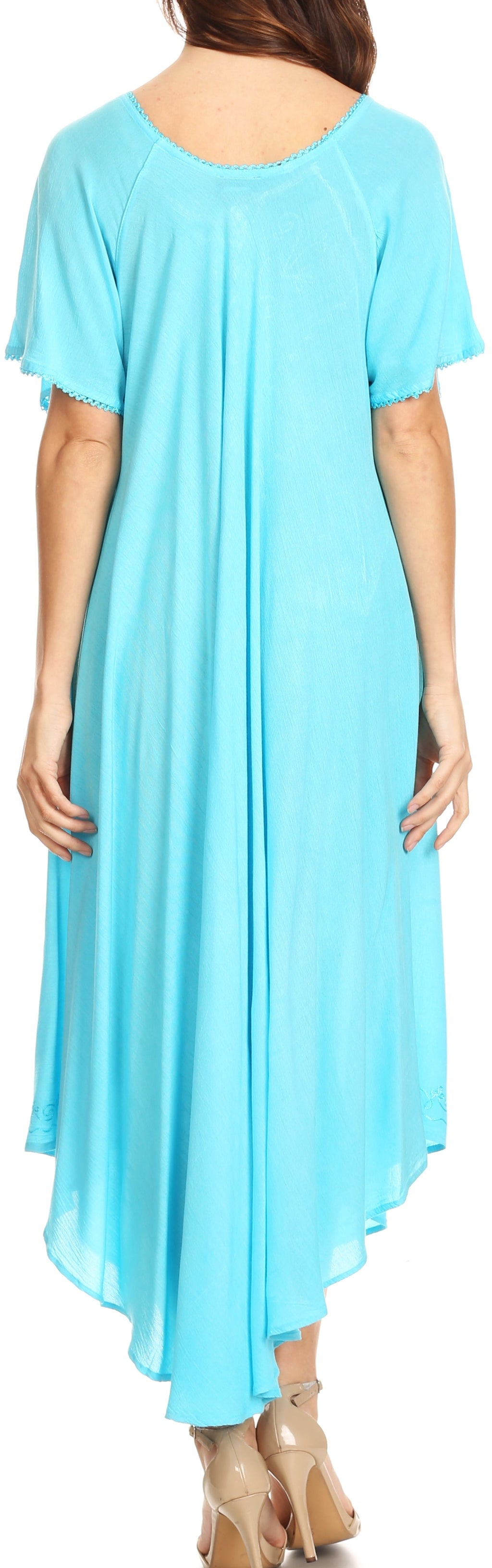 Women’s Embroidered Lace-Up Maxi Dress