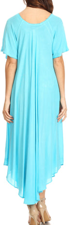 Women’s Embroidered Lace-Up Maxi Dress