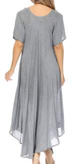 Women’s Embroidered Lace-Up Maxi Dress