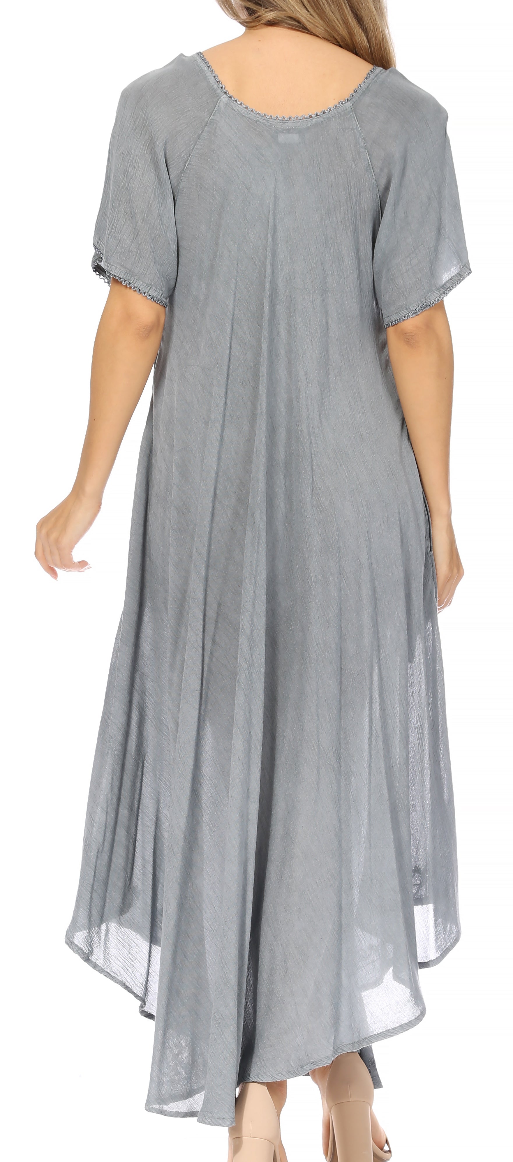 Women’s Embroidered Lace-Up Maxi Dress