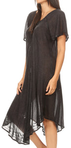 Women’s Embroidered Lace-Up Maxi Dress