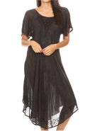 Women’s Embroidered Lace-Up Maxi Dress