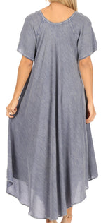 Women’s Embroidered Lace-Up Maxi Dress