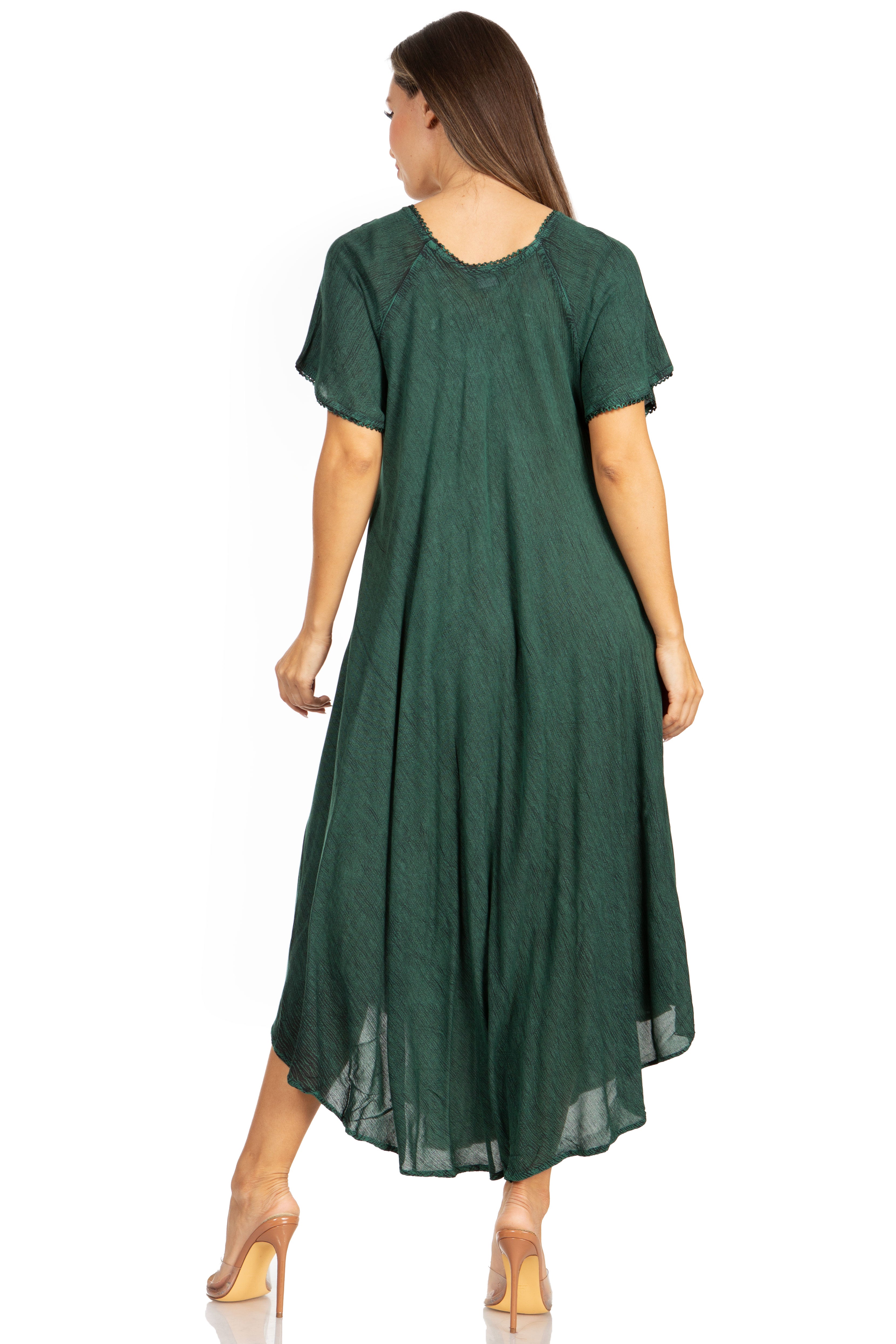 Women’s Embroidered Lace-Up Maxi Dress