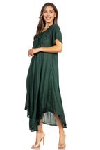 Women’s Embroidered Lace-Up Maxi Dress