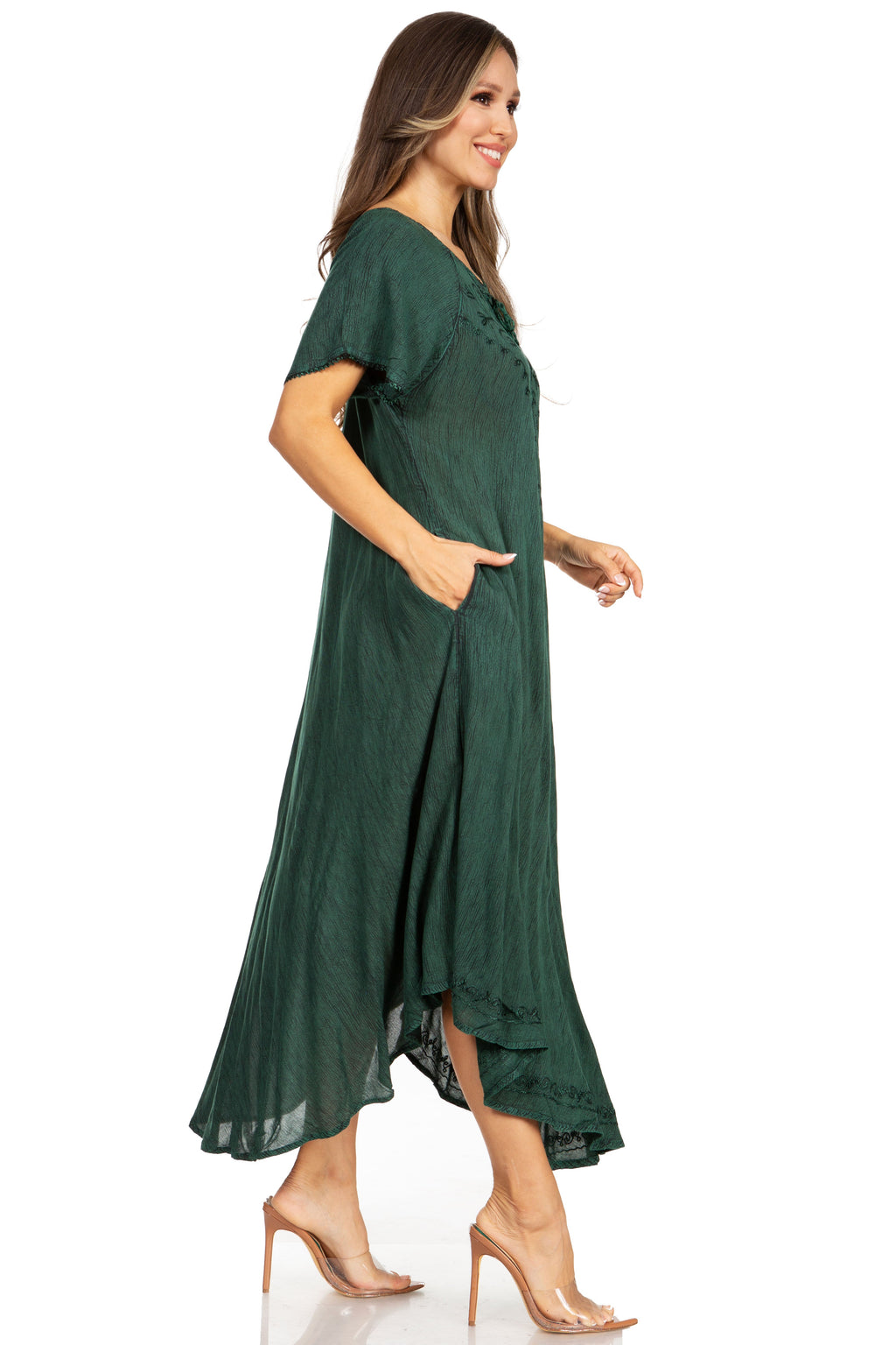 Women’s Embroidered Lace-Up Maxi Dress