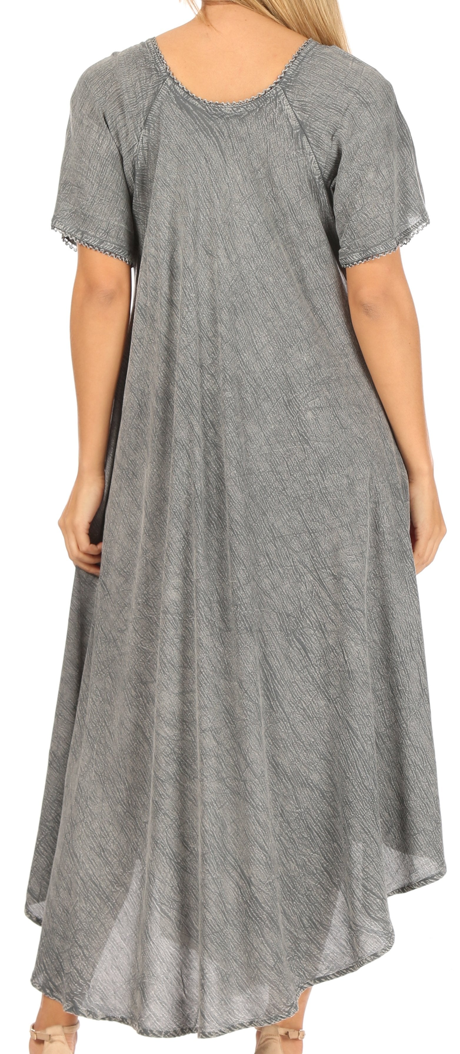 Women’s Embroidered Lace-Up Maxi Dress