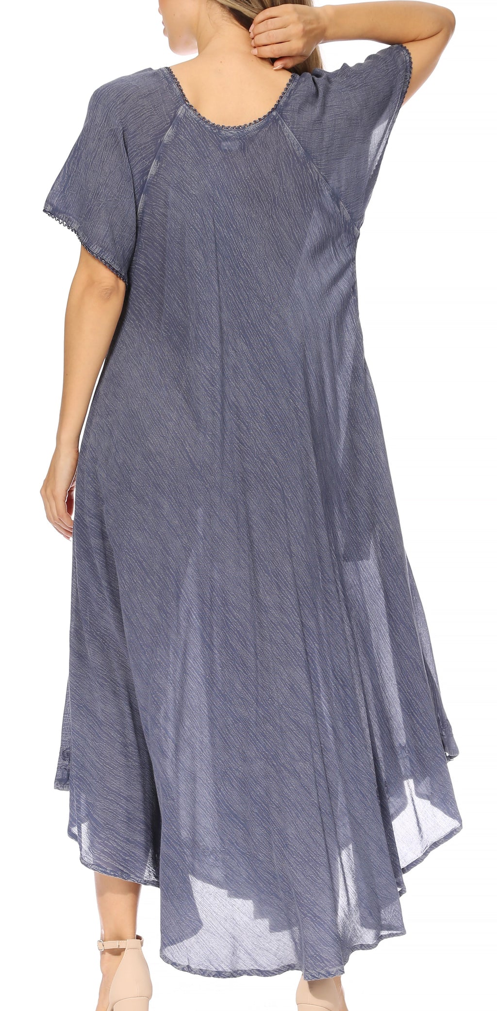 Women’s Embroidered Lace-Up Maxi Dress