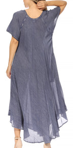 Women’s Embroidered Lace-Up Maxi Dress