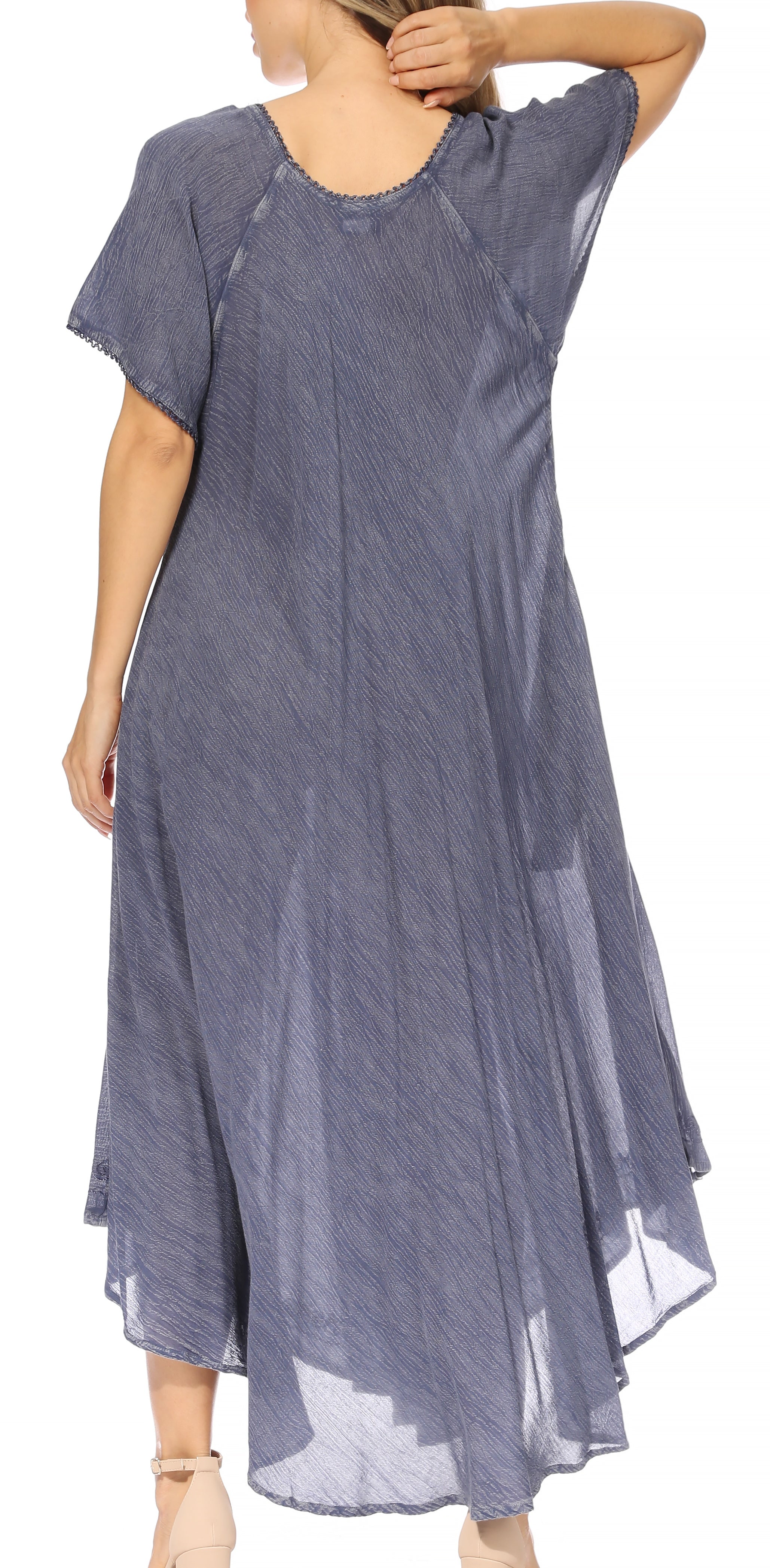 Women’s Embroidered Lace-Up Maxi Dress