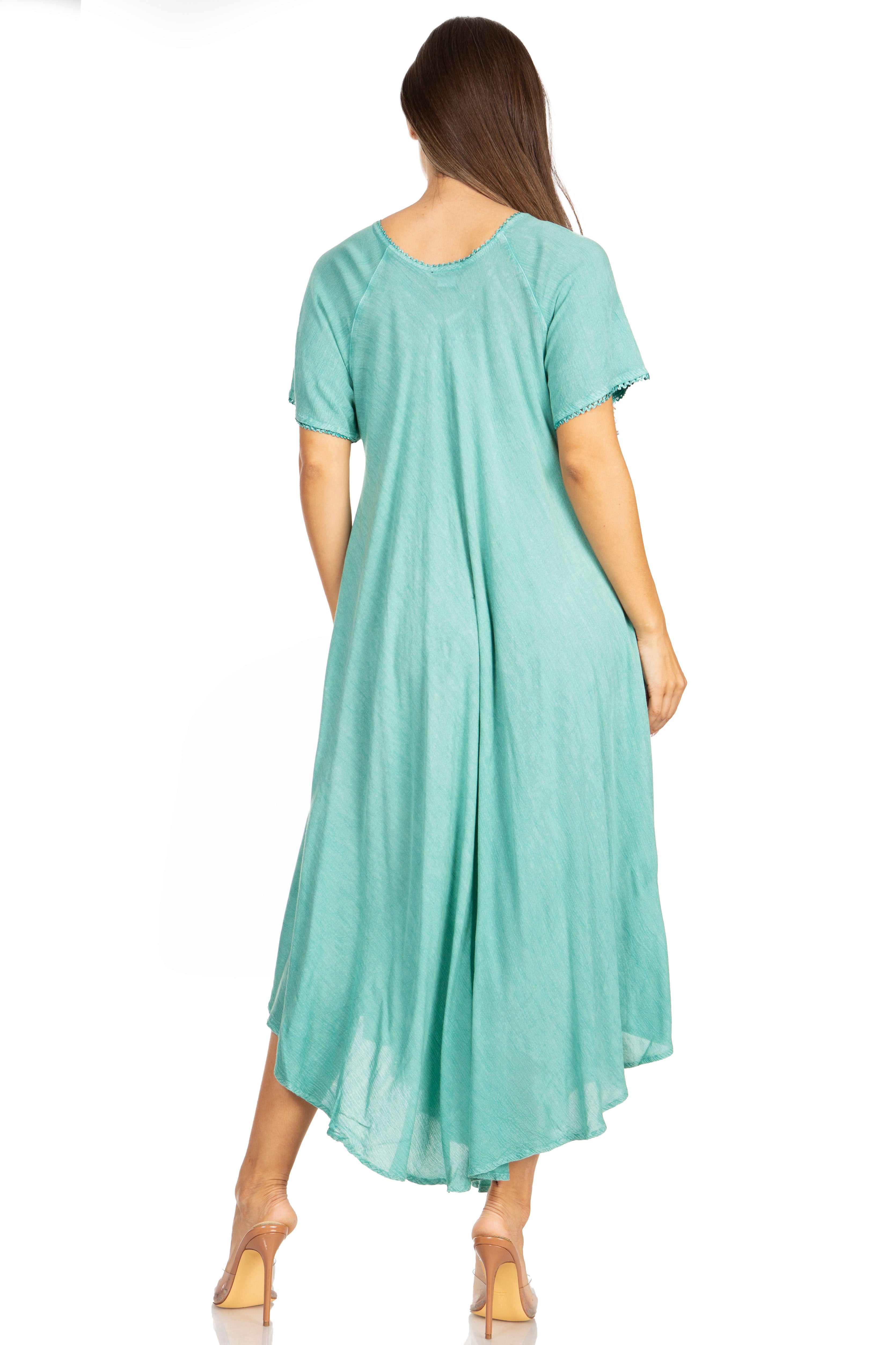 Women’s Embroidered Lace-Up Maxi Dress
