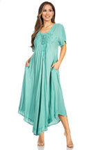 Women’s Embroidered Lace-Up Maxi Dress
