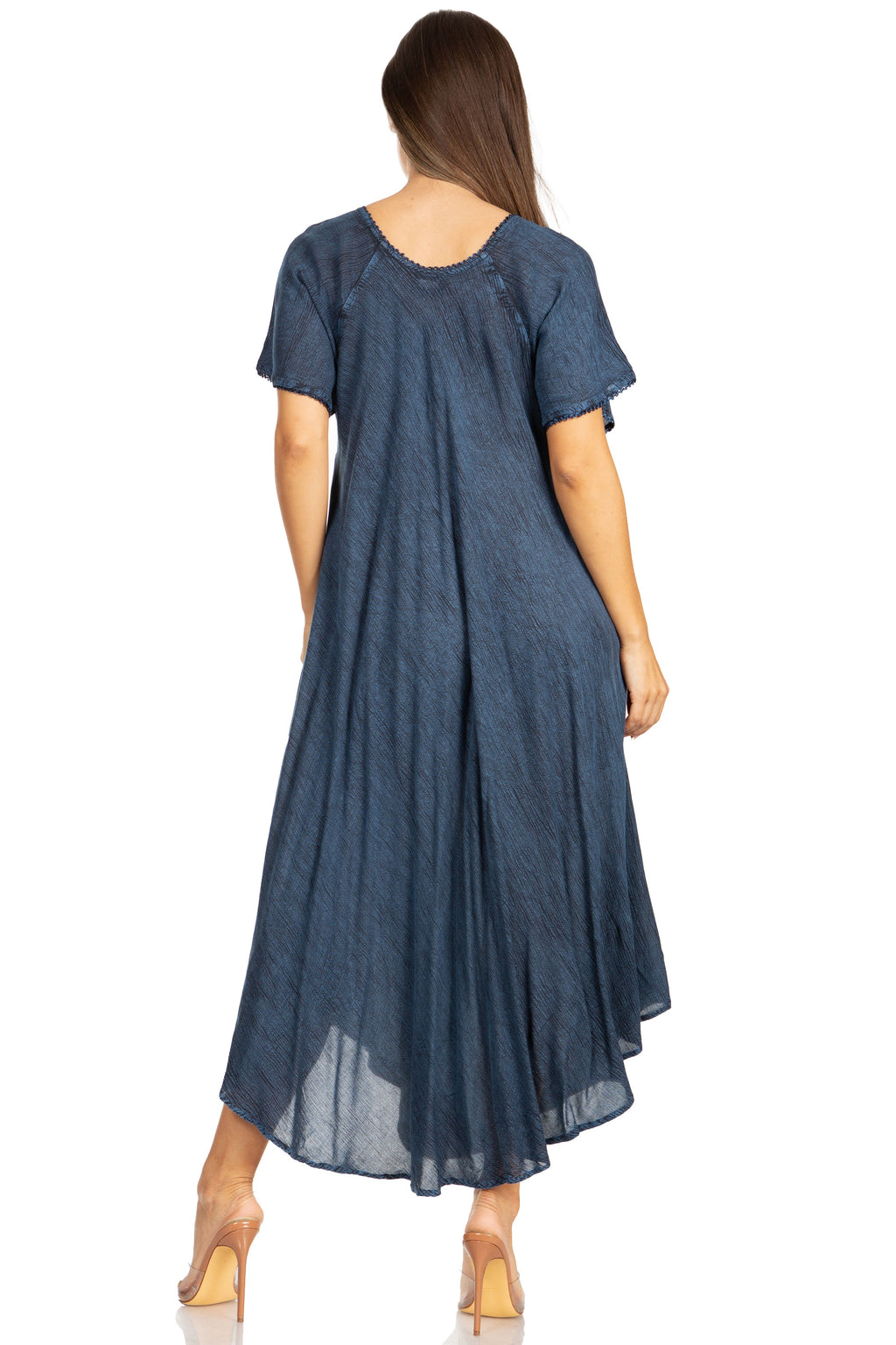 Women’s Embroidered Lace-Up Maxi Dress