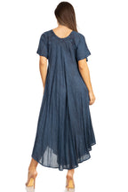 Women’s Embroidered Lace-Up Maxi Dress