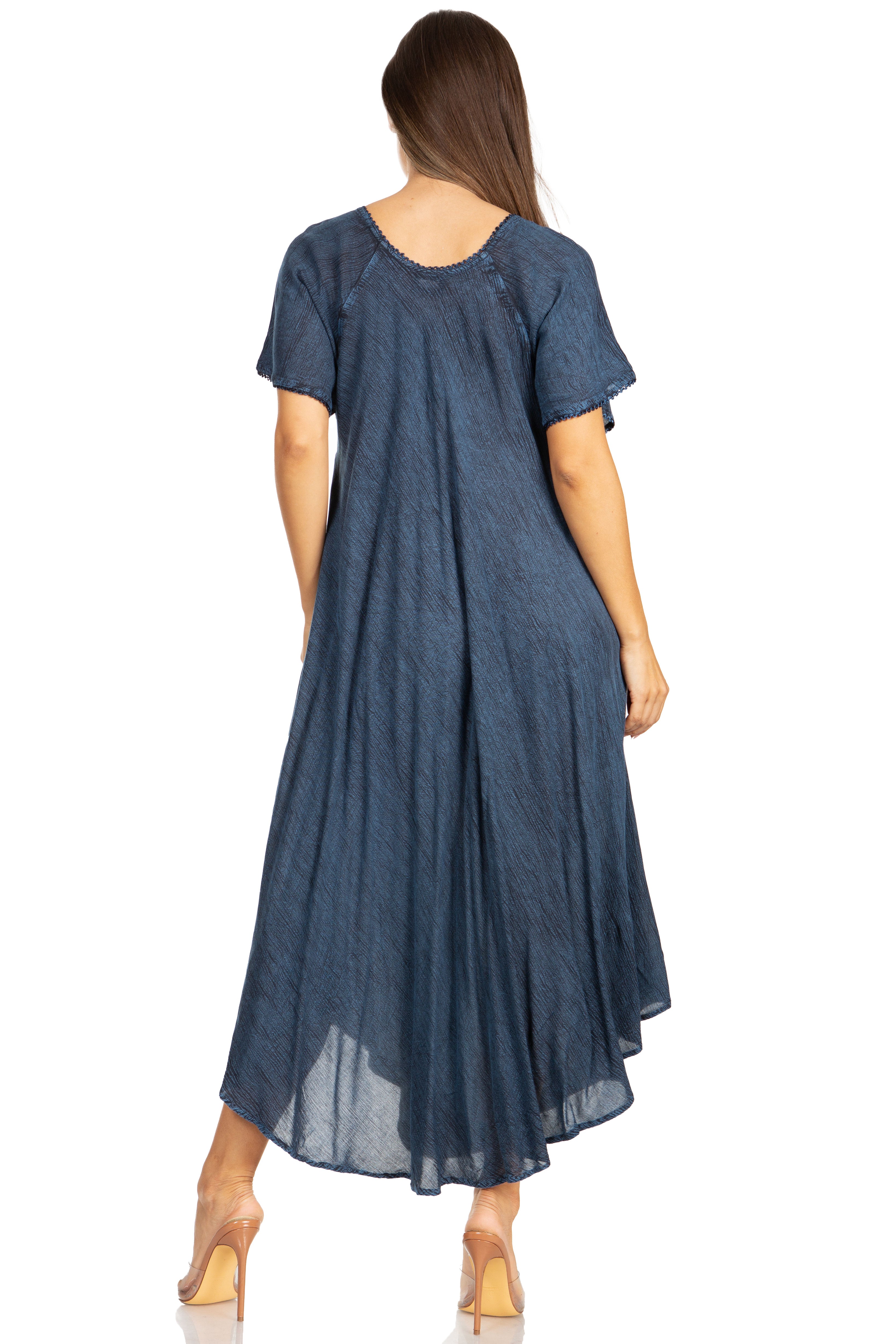 Women’s Embroidered Lace-Up Maxi Dress