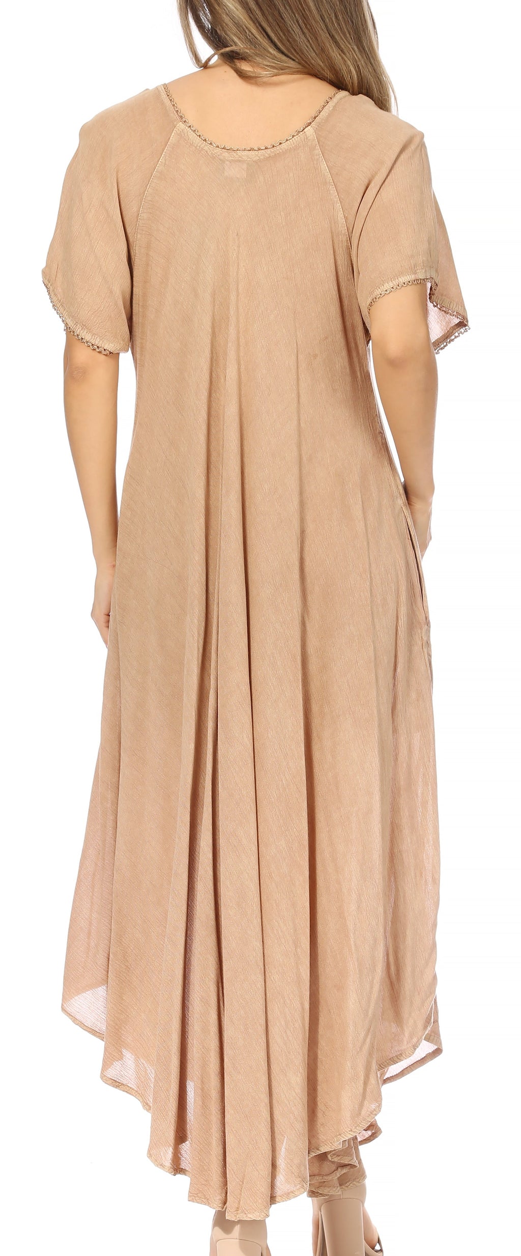 Women’s Embroidered Lace-Up Maxi Dress