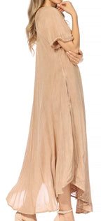 Women’s Embroidered Lace-Up Maxi Dress