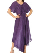 Women’s Embroidered Lace-Up Maxi Dress