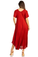 Women’s Embroidered Lace-Up Maxi Dress