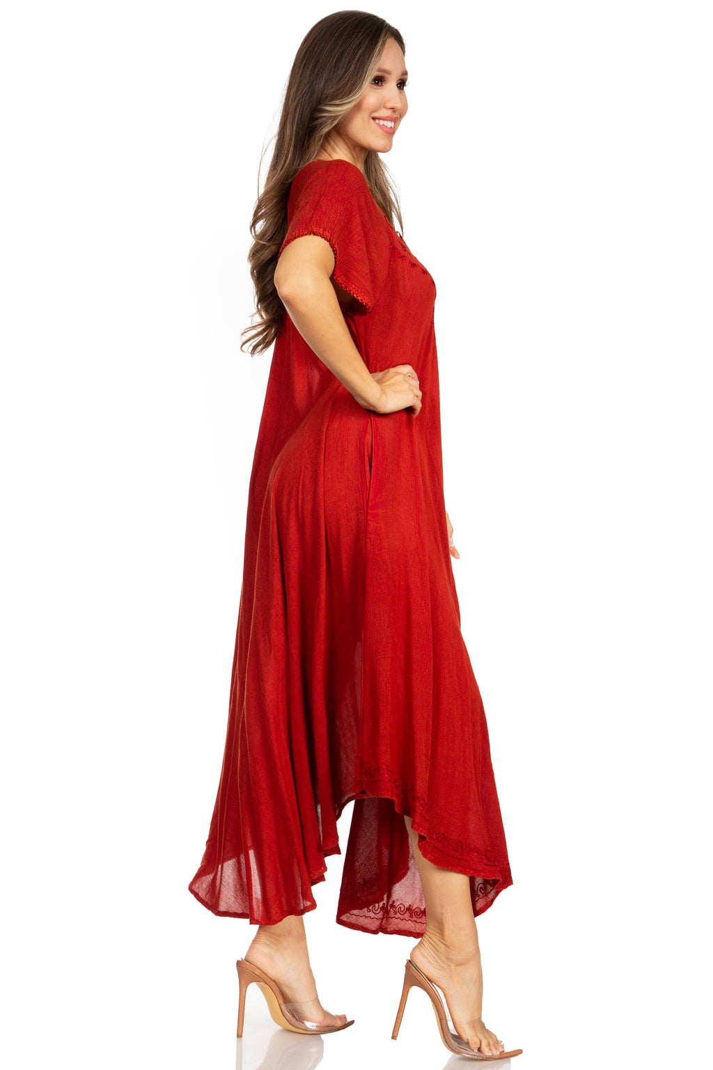 Women’s Embroidered Lace-Up Maxi Dress