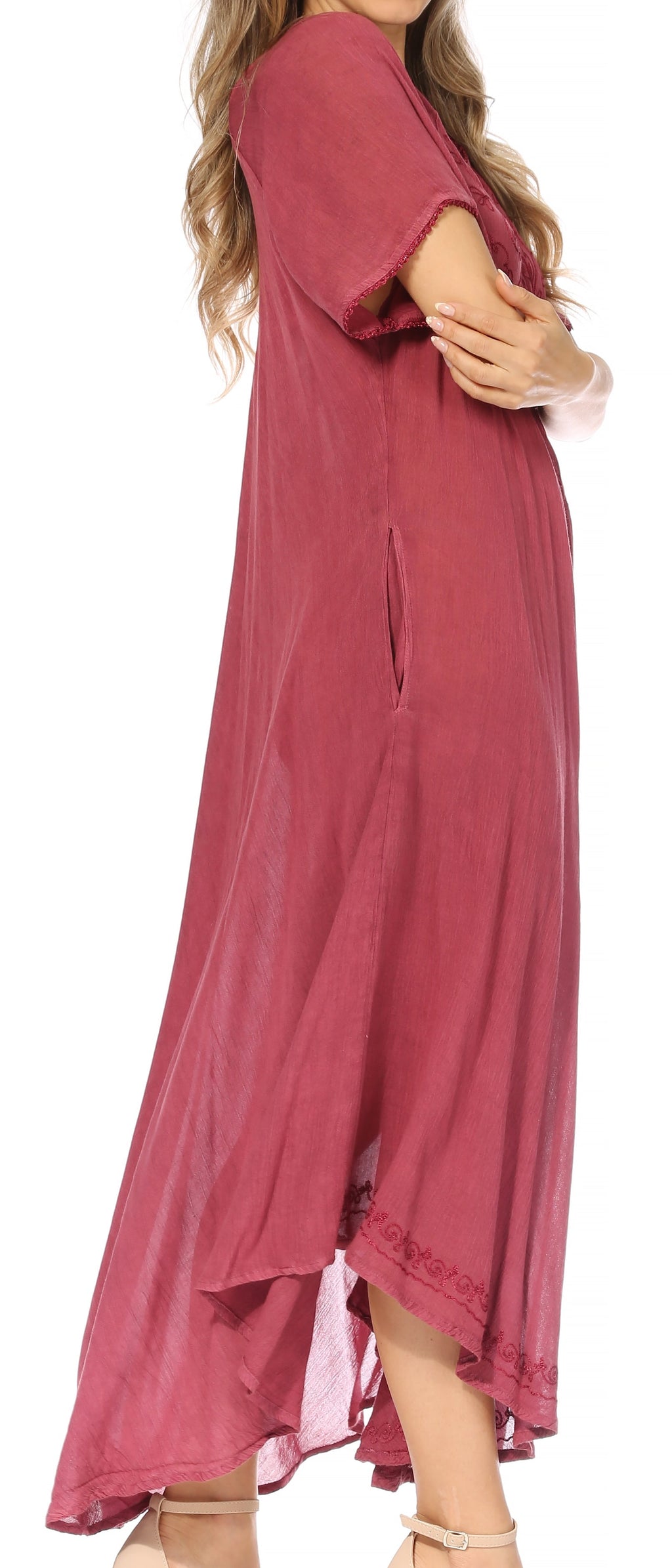 Women’s Embroidered Lace-Up Maxi Dress