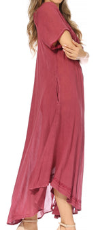 Women’s Embroidered Lace-Up Maxi Dress