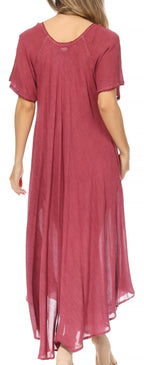 Women’s Embroidered Lace-Up Maxi Dress