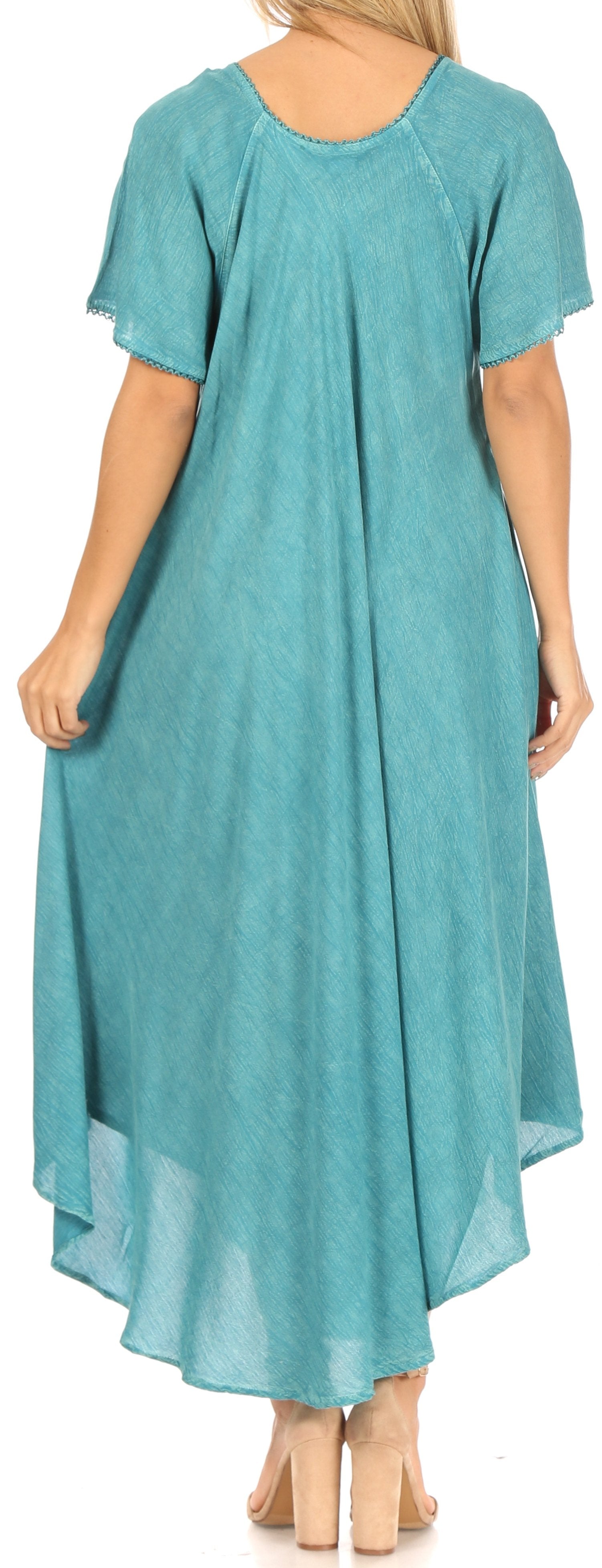 Women’s Embroidered Lace-Up Maxi Dress