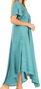 Women’s Embroidered Lace-Up Maxi Dress