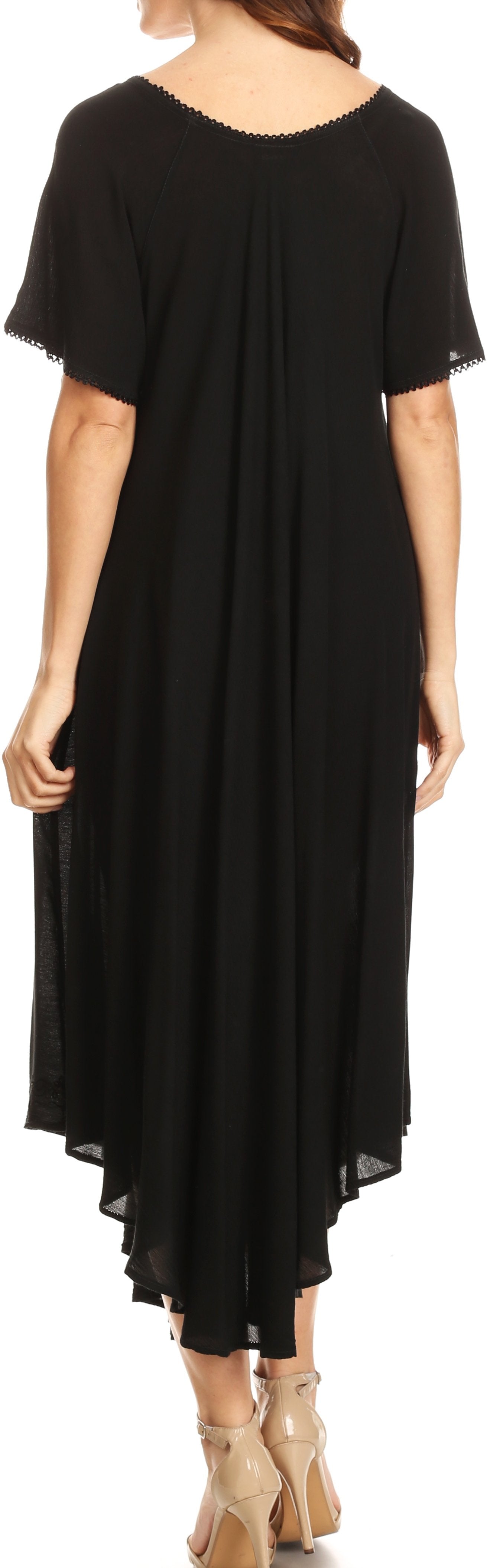 Women’s Embroidered Lace-Up Maxi Dress