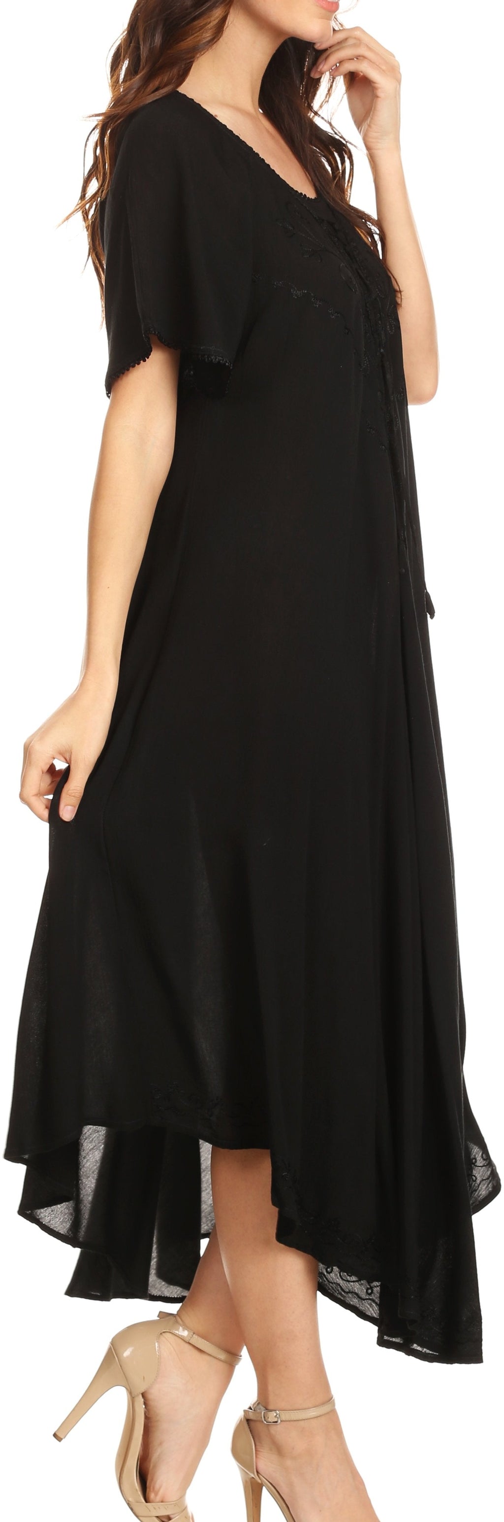 Women’s Embroidered Lace-Up Maxi Dress