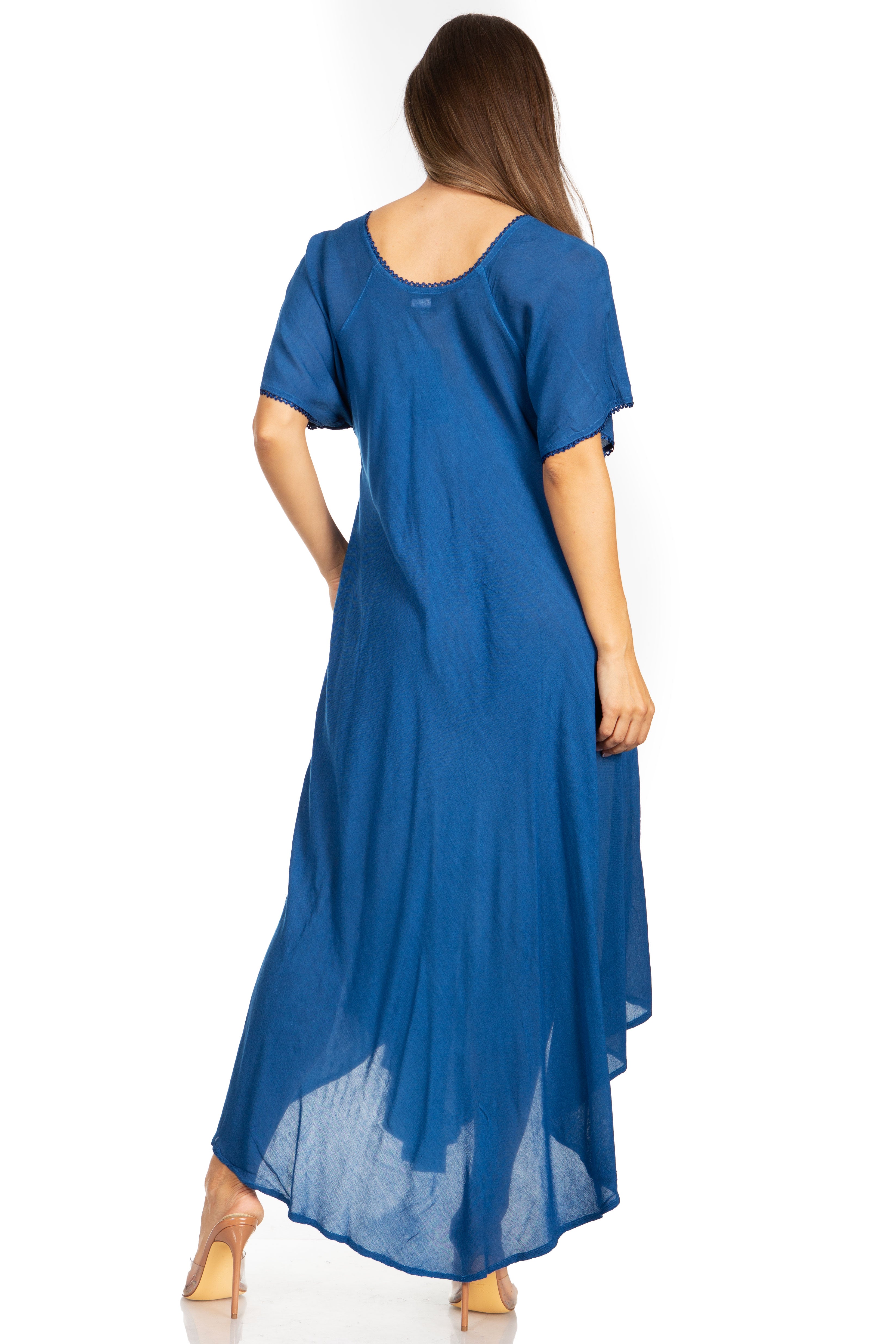 Women’s Embroidered Lace-Up Maxi Dress