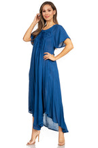 Women’s Embroidered Lace-Up Maxi Dress