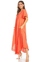 Women’s Embroidered Lace-Up Maxi Dress